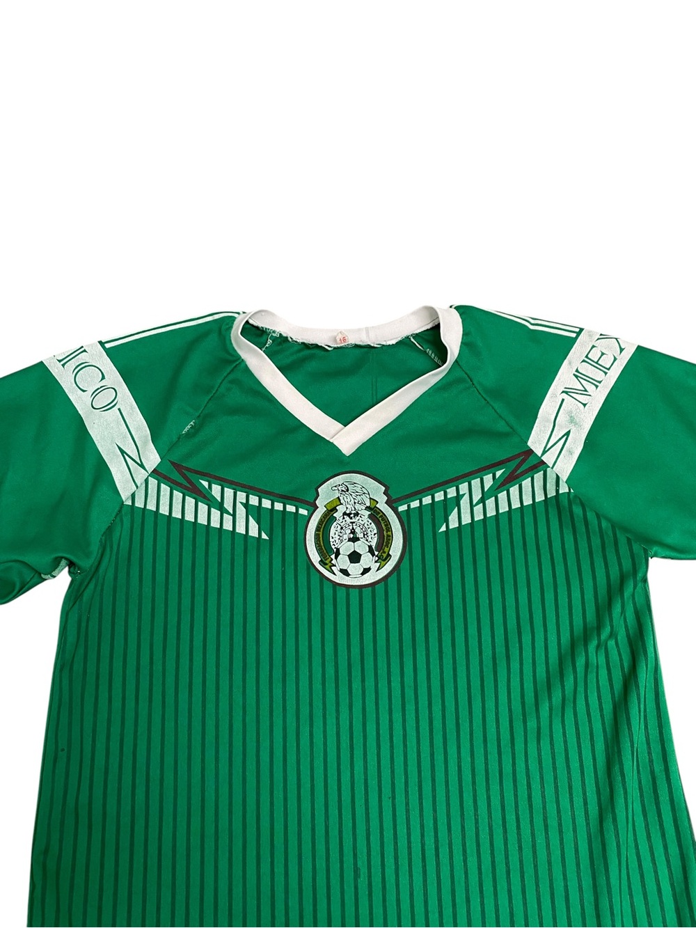 Vintage Mexico Soccer Jersey Green V-Neck Futbol Shirt